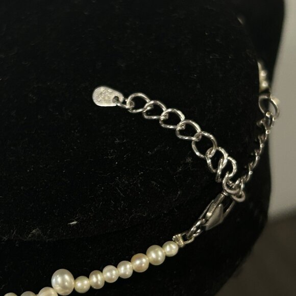 Christmas STAR by LUC Lucas Lameth Genuine Pearl Necklace 925 Sterling Silver 20 - Picture 3 of 9